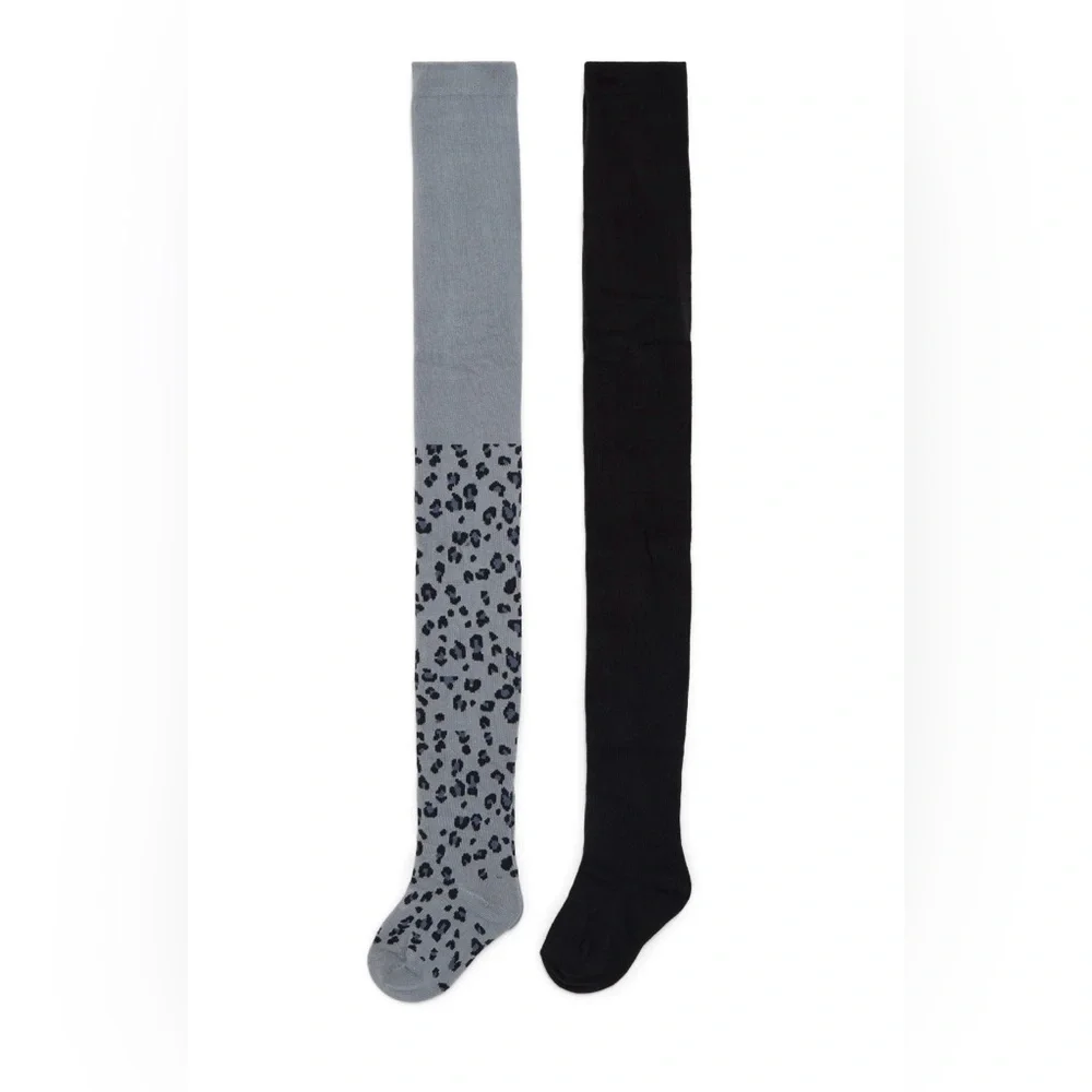 Wonder Nation Girls Heavyweight Footed Tights 2-Pack Leopard Size L 12-16 NWT